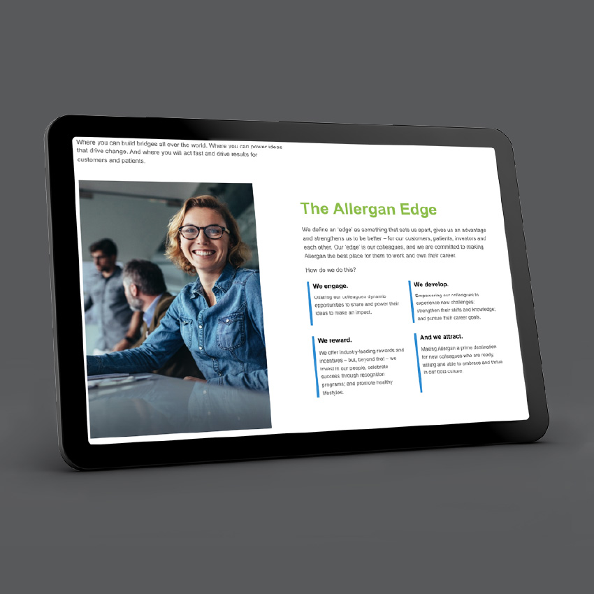 A section of the website on a tablet